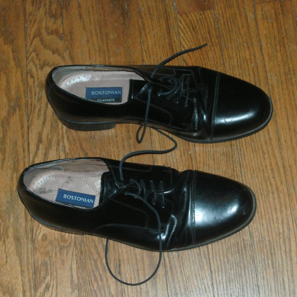 Bostonian Classics Black Leather Cap Toe Oxford Lace Up Dress Shoes size 10.5